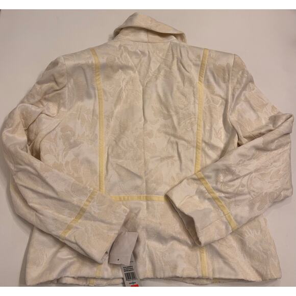 NWT Y2K Norton McNaughton White/Gold Jacquard Floral Blazer Jacket Size 16 - Picture 4 of 5